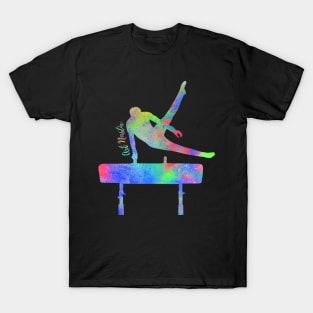 Male Gymnast Silhouette Art - Pommel Horse T-Shirt